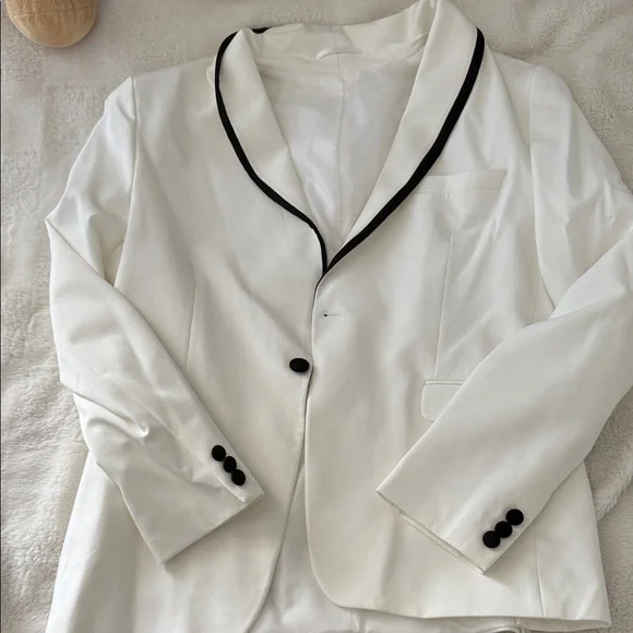 Kids White Blazer with Black Trim - Picture 1 of 8